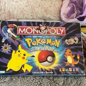 Vintage Monopoly Pokémon Collector's Edition Board Game Yellow Pikachu